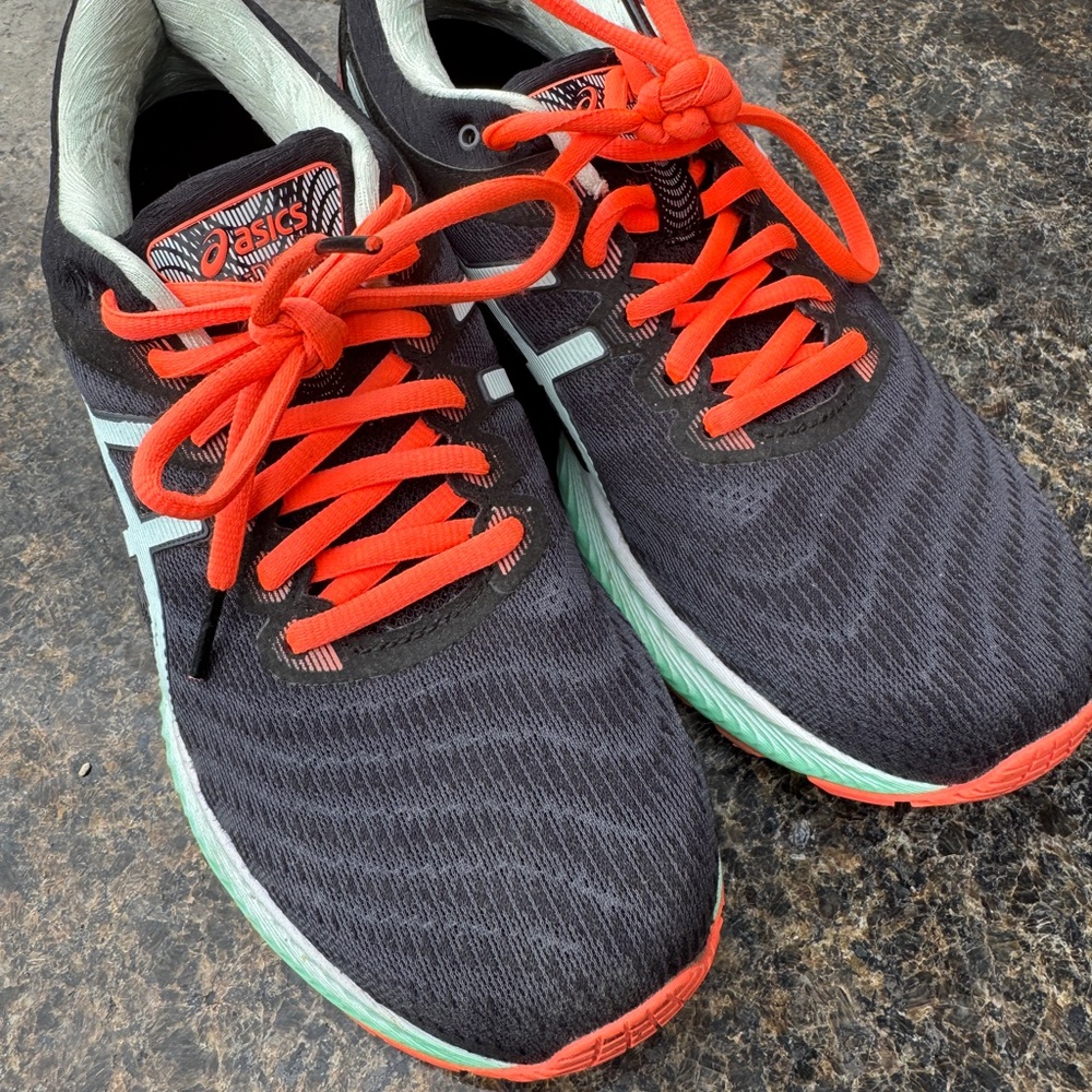 Asics Women’s Gel Nimbus Running Black and Orange Running Shoes